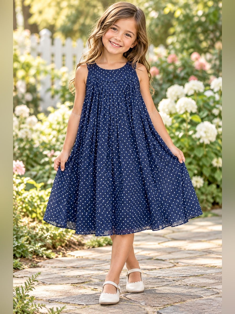Blueberi Boulevard Navy Polka Dot Dress Size 6X